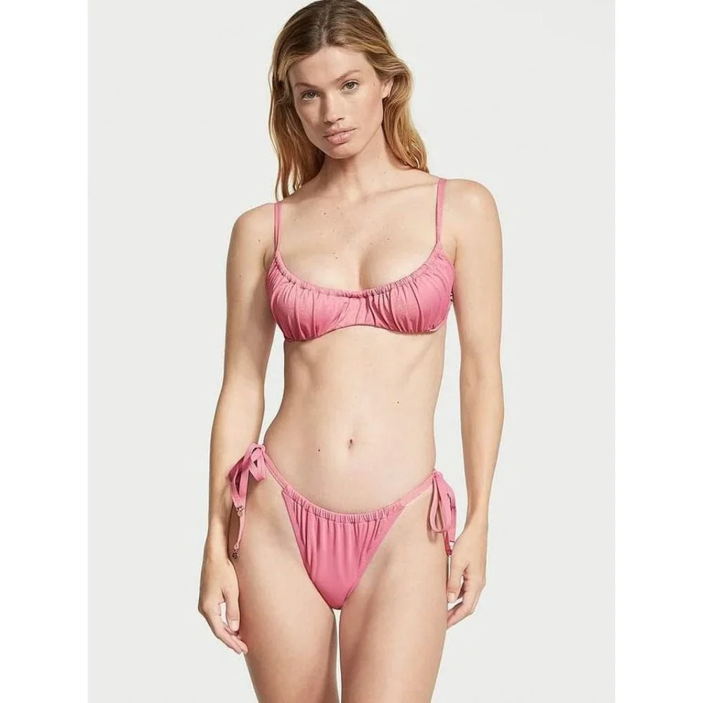 Victoria’s Secret Ruched Wicked Sparkly Bikini Top + Matching High-Waisted Botto